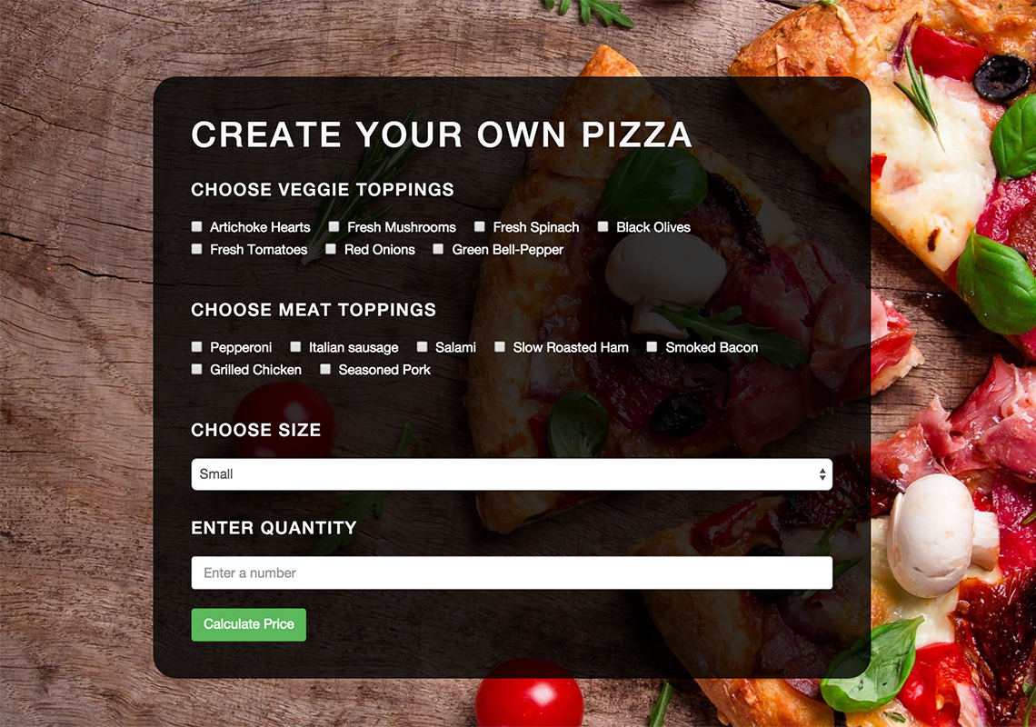 Preview of a pizza app